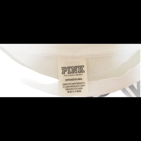 PINK Victorias Secret Pocket Crop Top/Tee With Pink Graphic Print Ivory Sz Small - Picture 9 of 11